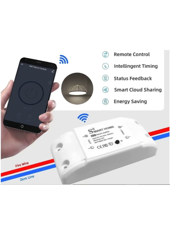 Smart WiFi Wireless Switch Module 10A  Smart Home Relay – Alexa & Google Home Compatible, Smart Life App, Remote Control your home appliances anywhere in the world, Timer & Scene, No Hub Required - Image 2